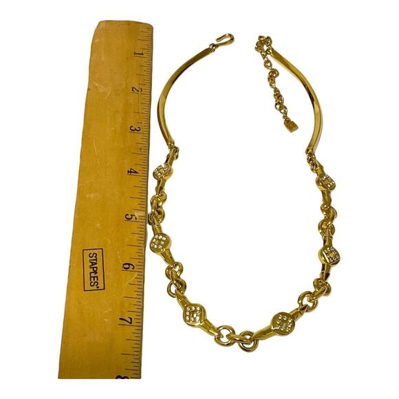 Givenchy Rhinestone x Metal Gold Necklace and Earrings - Picture 13 of 14